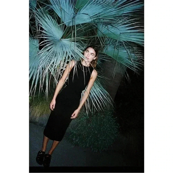 NWT Zara Black Midi Ribbed Dress - Picture 6 of 7